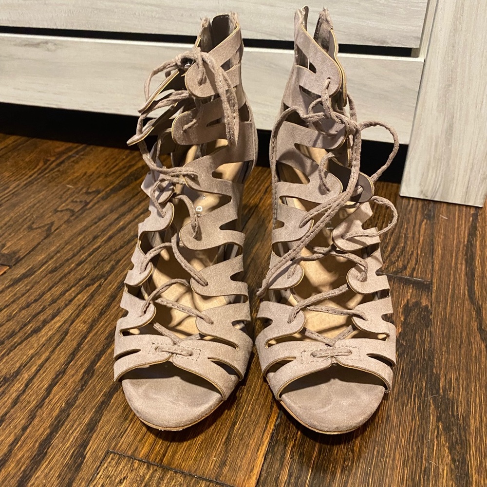 Suede lace up booties